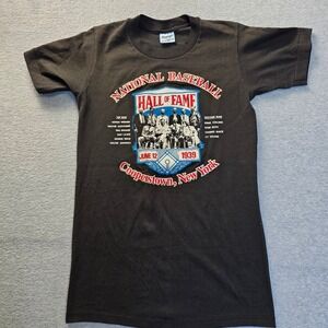 Vintage Stedman National Baseball Hall of Fame 1939 T-Shirt Black Small USA Made